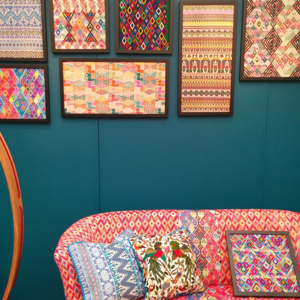 Hand-woven fabrics in frames and on furniture